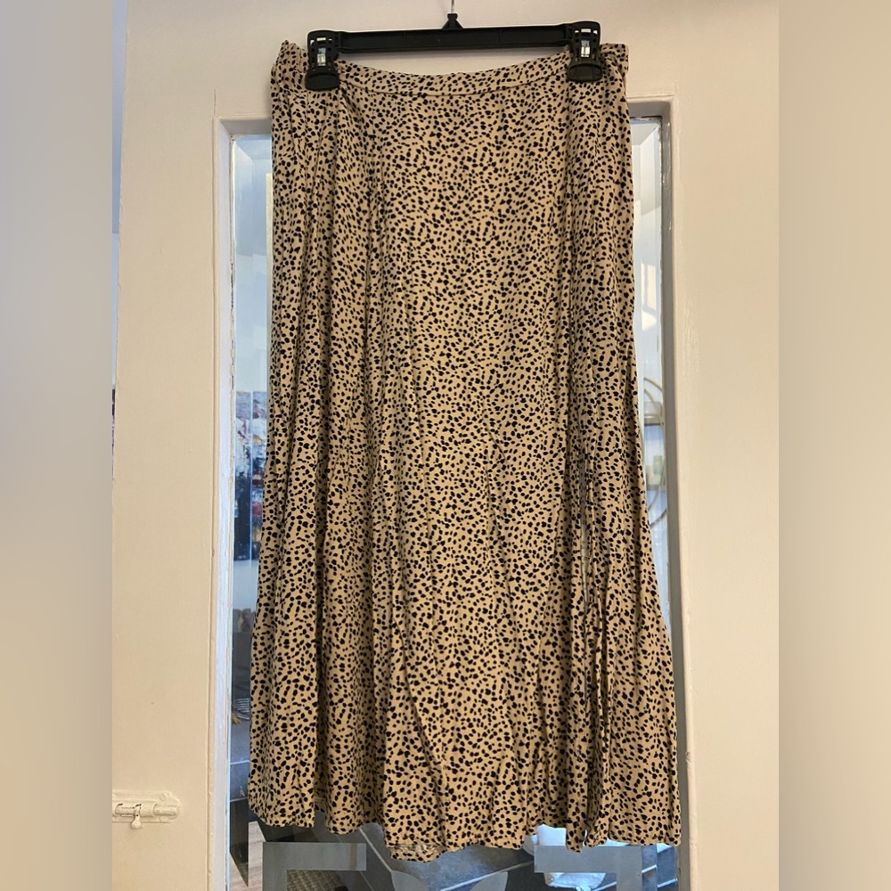Cotton printed midi skirt